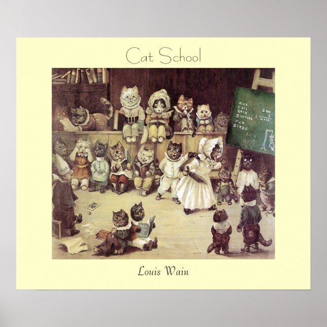 Cat School por Louis Wain Poster Impressão (Frente)