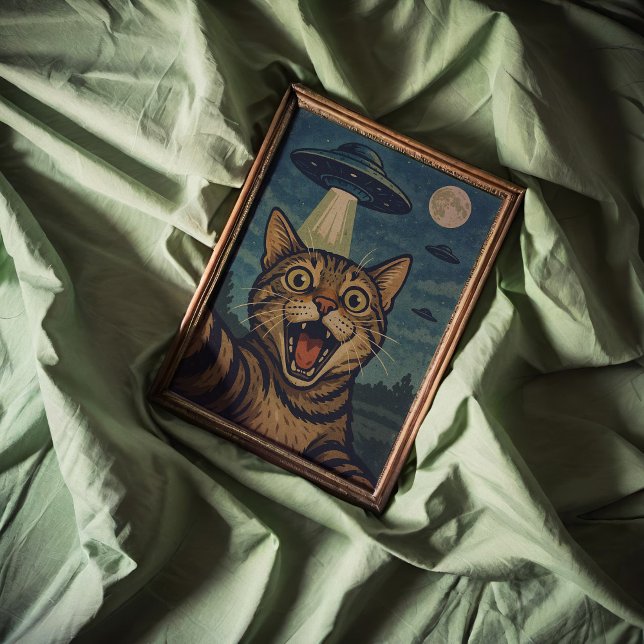 Cat Selfie com OVNI Wall Art Poster Impressão (Criador carregado)