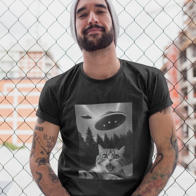 Cat Selfie UFO Tee Engraçado Camisa De Abdução De  (Criador carregado)