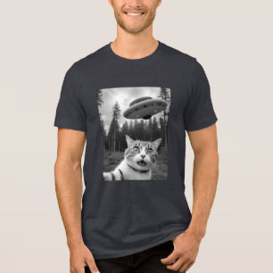 Cat Selfie UFO Tee Engraçado Camisa De Abdução De 