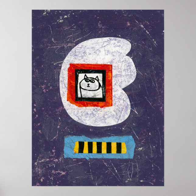 Cat Senta-Se Para Arte De Poster De Parede De Foto (Frente)