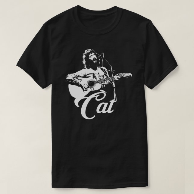 Cat Stevens - Estêncil Branco Essencial T-Shirt (Frente do Design)