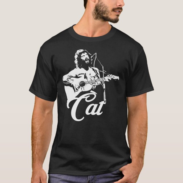 Cat Stevens - Estêncil Branco Essencial T-Shirt (Frente)