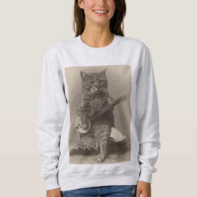 Cat Tocando T-Shirts engraçadas do Banjo (Frente)