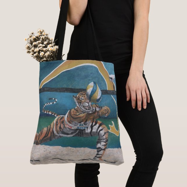 Cat Warrior Jogando Bolsa Gráfico de Voleibol de P (Close Up)