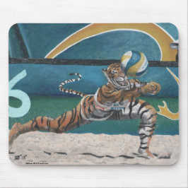 Cat Warrior Jogando Mousepad de Voleibol de Praia