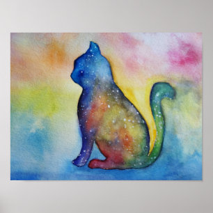 Cat Watercolor Art, Value Poster Paper (M)