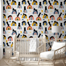 Cat With Rainbow Pattern for Your Kid Room