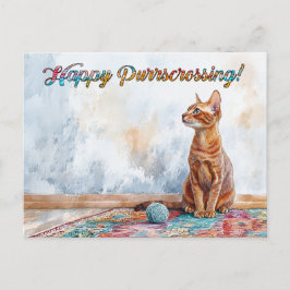 Cat with Yarn Postcross - Cartão postal