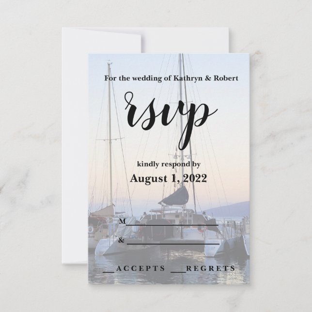 Catamaran em Lahaina Harbor Casamento RSVP (Frente)