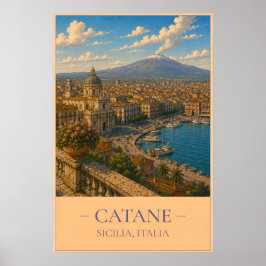 Catane, Italy – Vintage Travel Poster