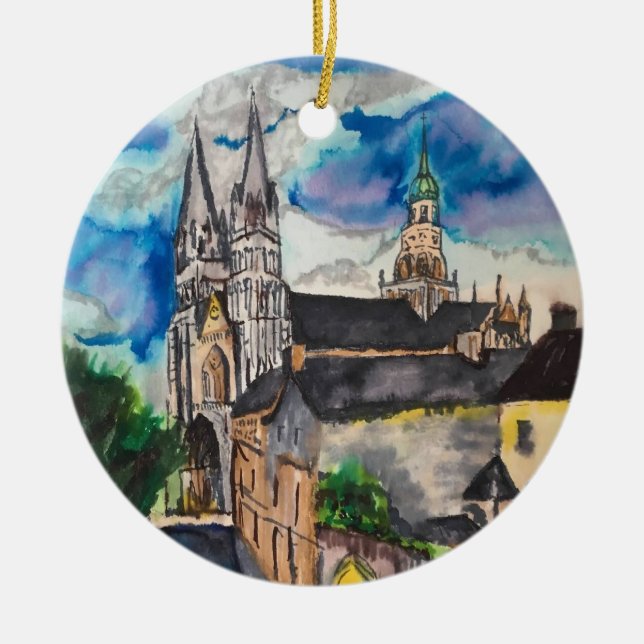 Catedral Bayeux França Ornamento Cerâmico (Frente)
