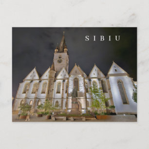 Catedral de Sibiu com cartão postal noturno