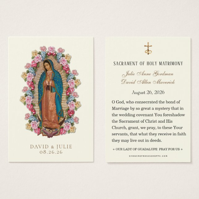 Catholic Guadalupe Roses Wedding Prayer  (Frente & Verso)