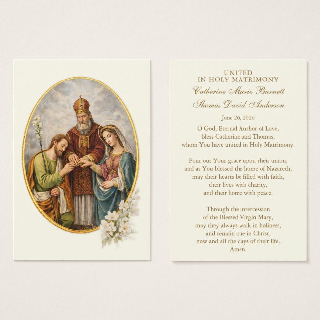 Catholic Wedding Prayer Card Betrothal  (Frente & Verso)