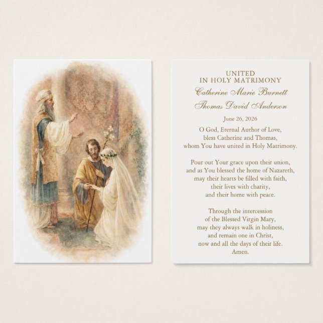 Catholic Wedding Prayer Card Betrothal  (Frente & Verso)