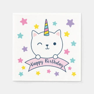 Caticórnio | Guardanapos | Feliz Aniversário