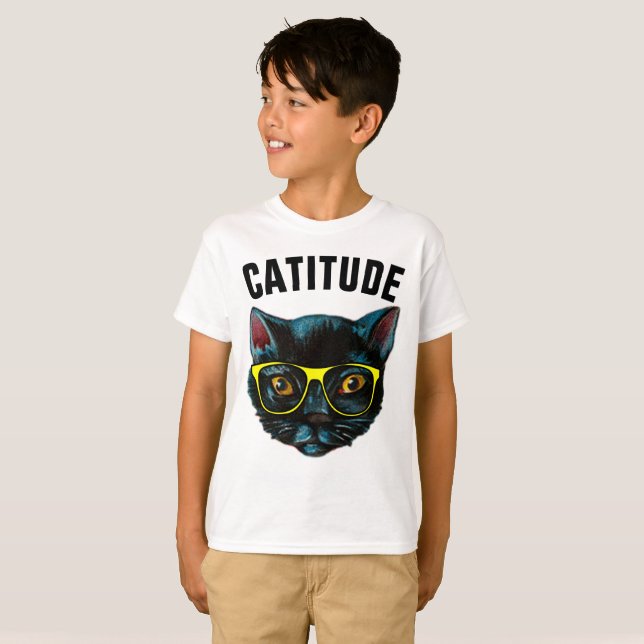 CATITUDE KIDS Camisas de gato engraçadas (Frente Completa)