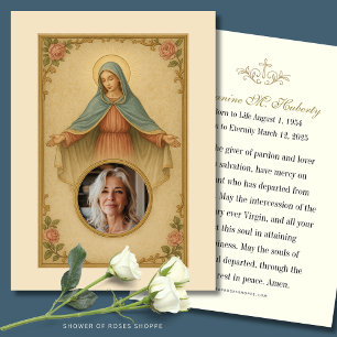 Católica Mary Funeral Prayer Memorial Card