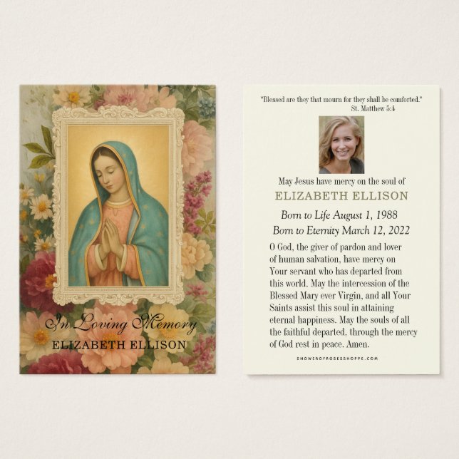 Católico Funeral Bênção Floral Maria (Frente & Verso)