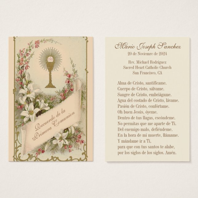 Católico religioso da Primeira Comunhão Espanhola (Frente & Verso)