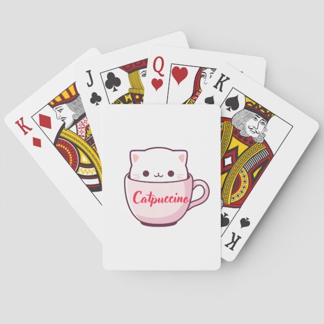 "Catpuccino Cartas de Baralho de Gatos Fofos e Caf (Verso)