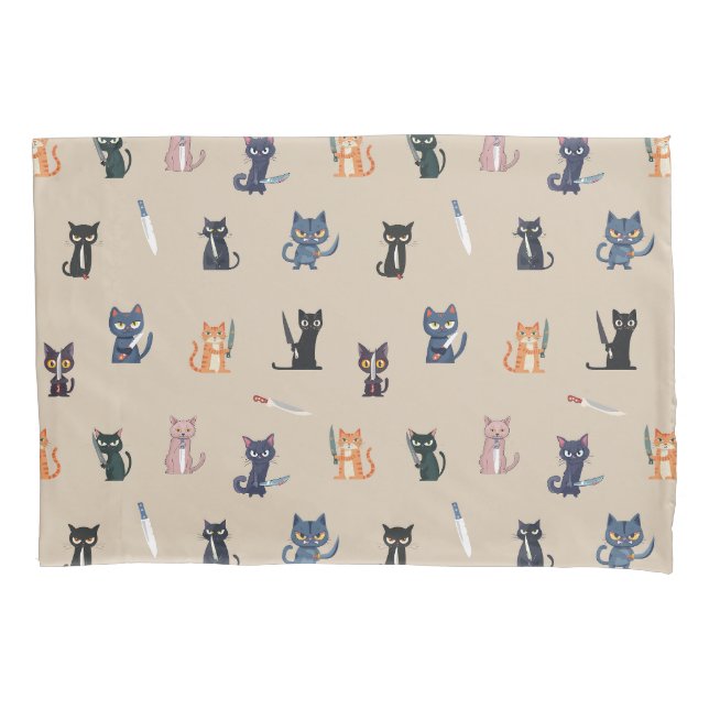 Cats e Facas Whimsic Pillowcase (Frente)