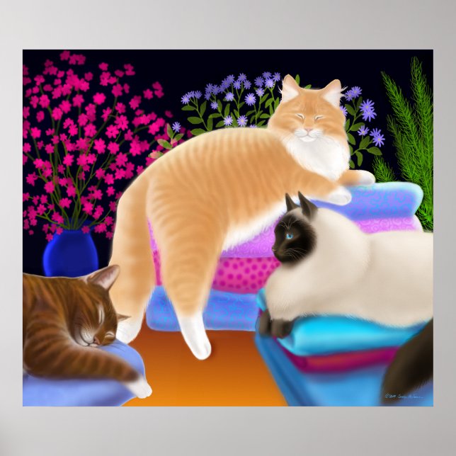 Cats Love Clean Laundry Poster (Frente)