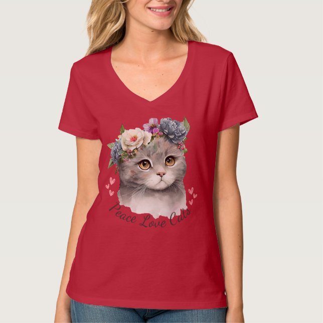 Cats T-Shirt com pescoço V para mulheres (Frente)