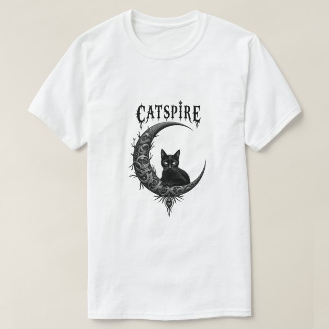 CATSPIRE: Lua Gótica e Design de Camisa de Gato (Frente do Design)