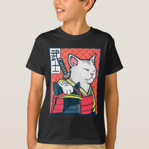 Catzilla Arte de Gato Japonês Antigo Camiseta Ninj