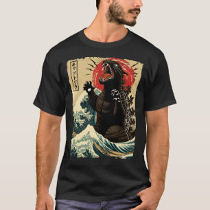 Catzilla Engraçado Estilo Japonês T-Shirt