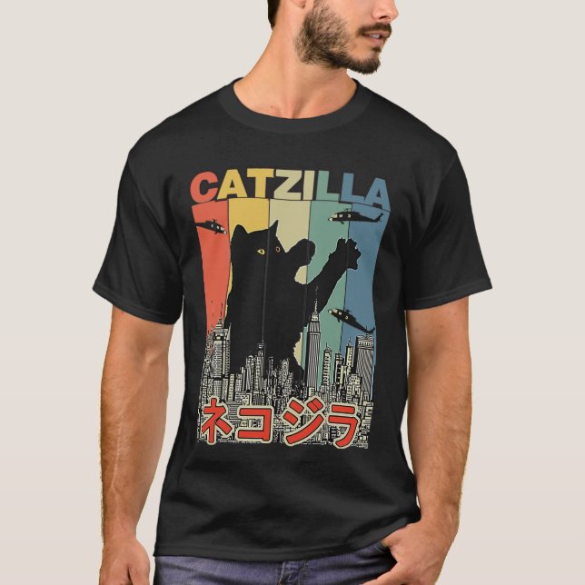 Catzilla Japonês Vintage - Camisa Essencial (Frente)