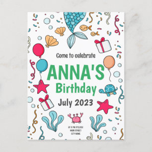 Cauda de Sereia Fofa, Convite de Aniversário de Se