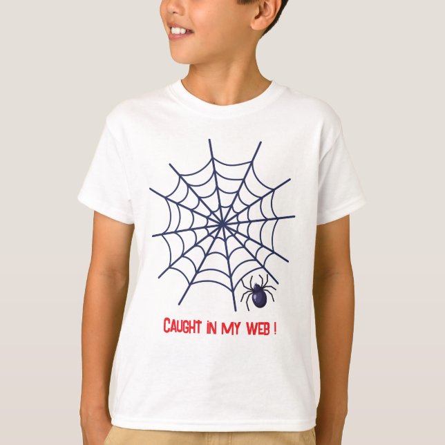 Caught In My Web – Funny Spider Halloween T-Shirt  (Frente)
