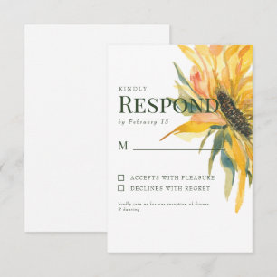 Caule de Girassol Colorido RSVP de Casamento