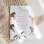 Cavaleiro Cowgirl Convite de Aniversário Equestre<br><div class="desc">Convide amigos e família para a sua festa de aniversário com este simples convite ilustrado do cavalo,  com um padrão rosa de gingham no verso.</div>