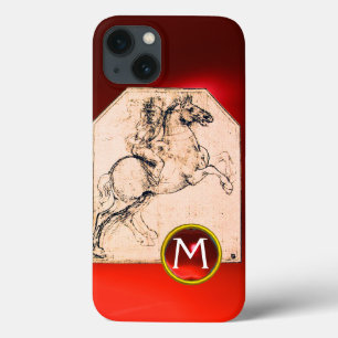 Cavaleiro em um monograma vermelho de elevação d