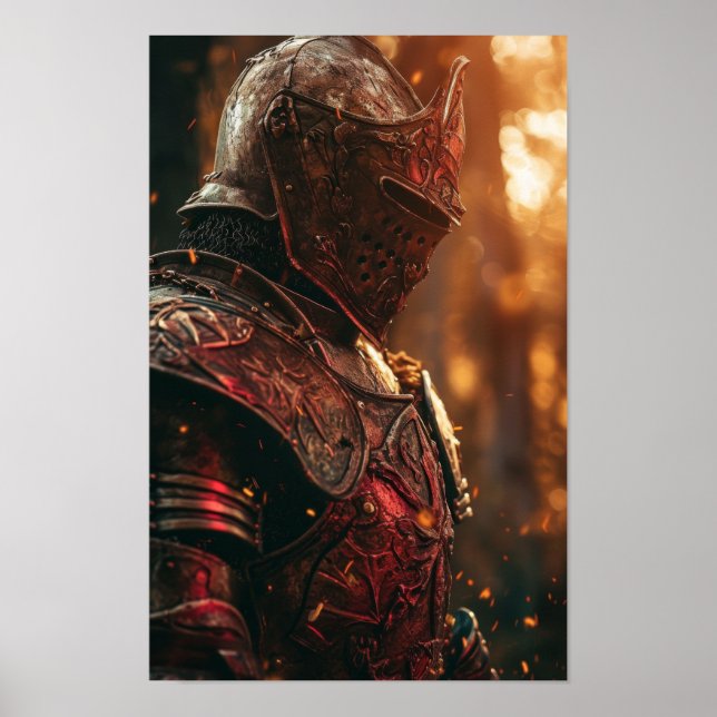 Cavaleiro Medieval no Poster da Armadura Vermelha  (Frente)
