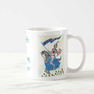 Cavaleiro na caneca de brilho da armadura