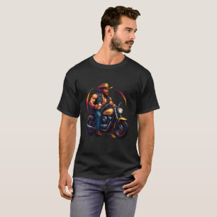 Cavaleiro Neon Cowboy – Camiseta Gráfica de Motoqu