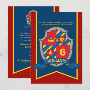 Cavaleiros, escudo medieval, crianças, convites p