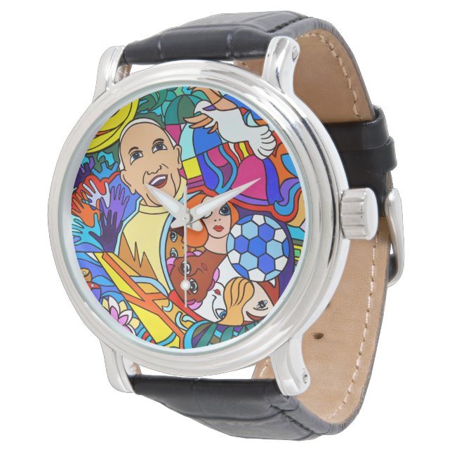 Cavalheiro relógio com pulseira de couro preto (Angular)