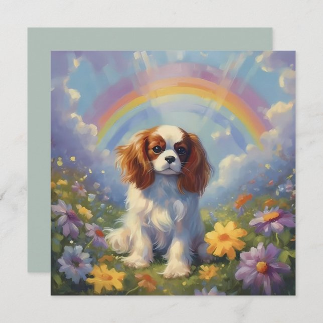 Cavalier King Charles Rainbow - Nome do Cachorro P (Frente/Verso)