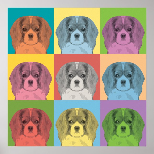 Cavalier King Charles Spaniel Pop-Art Poster (Frente)