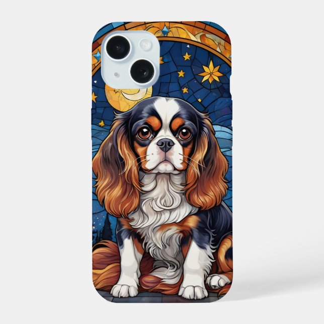 Cavalier King Charles StainGlass Night Moon (Verso)