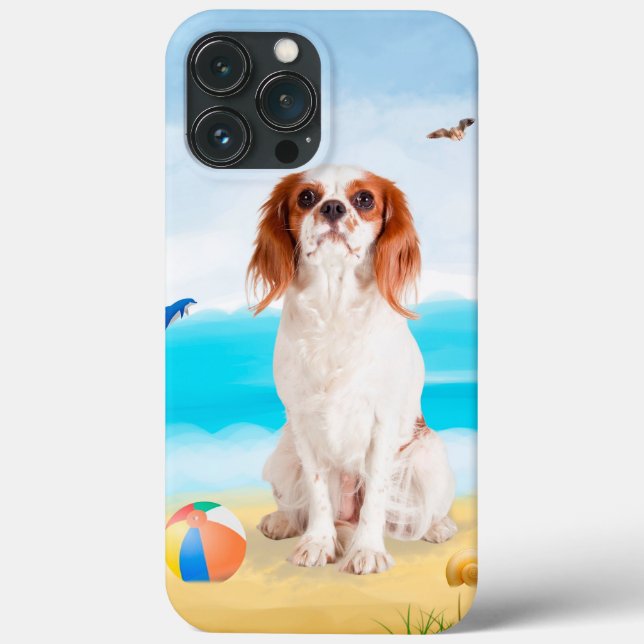 Cavalier King Dog em Beach (Verso)