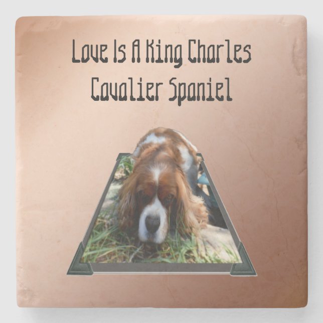 Cavalier Spaniel Popout Art, Porta copos de Pedra (Frente)