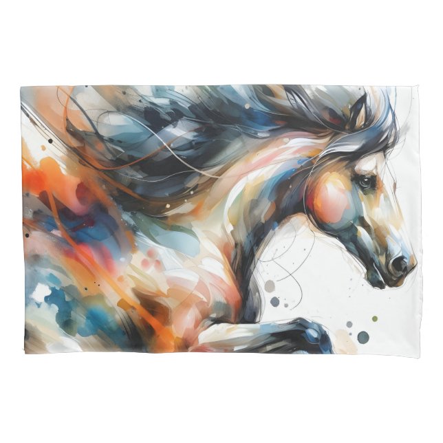 Cavalo a Correr em Aquarela Abstrata (Frente)