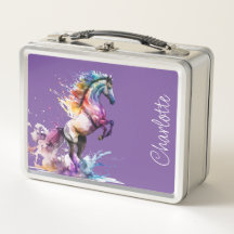 Cavalo Arco-Íris Rosa e Roxo Personalizado